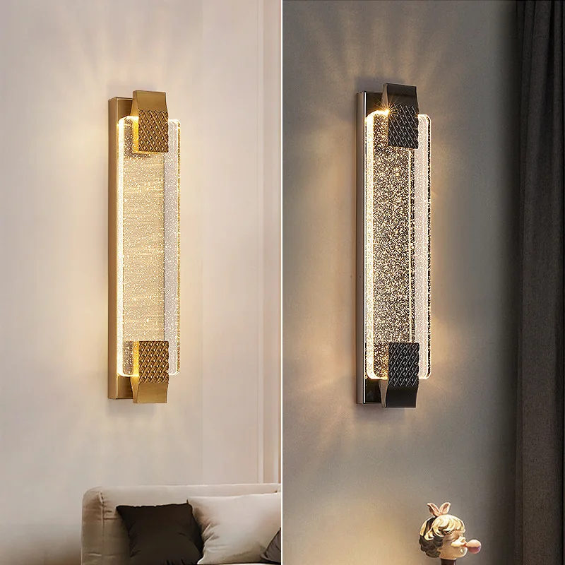 Luxury Modern Gold and Black LED 110-220V Wall Lamp Tv Background For Bedroom Bedsides Living Room Decoration Indoor Lighting