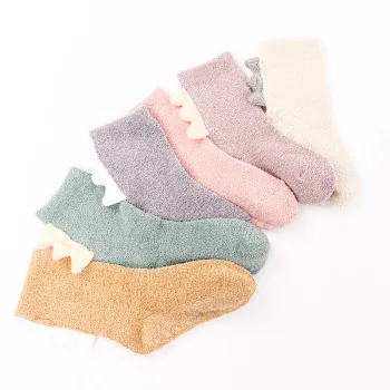 

Toddler Kids Socks Newborn Baby Prewalker Winter Thick Coral Fleece Cotton Dinosaur Girl Autumn Infant Boy Cartoon Sock 0-5T