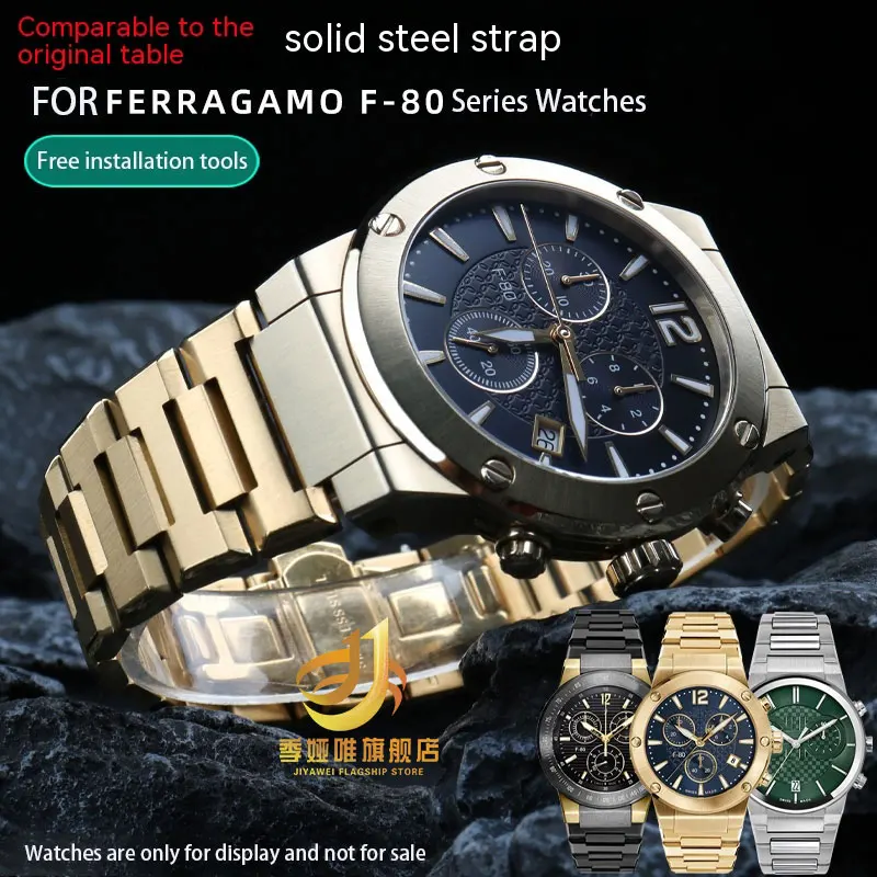 

FOR Ferragamo F-80 Watch Strap Sports Series F80 Stainless Steel Watch Strap Men's Notched Steel Strap Chain