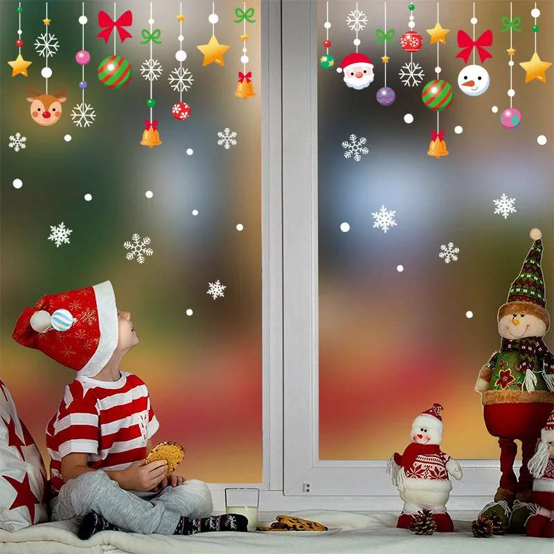 Wall Sticker Window Stickers Christmas Stickers Christmas Santa Claus Window Stickers Wall Ornaments Christmas Pendant Merry For Home Decor New Year Stickers