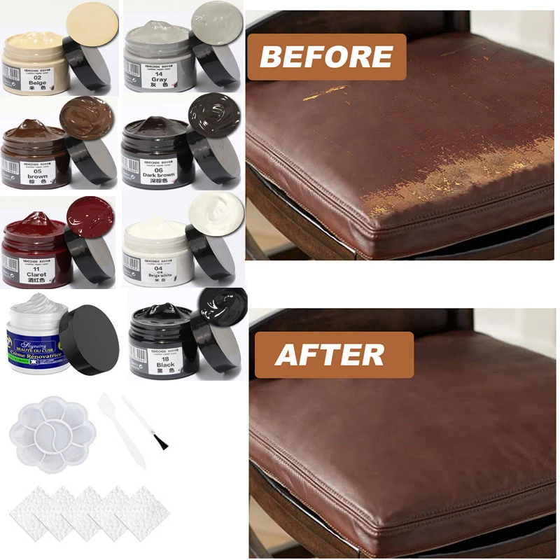 

50g Sofa Car Leather Supplement Refurbish Cream Seat Repair Leather Paste Overcoat Table Repair Kit Scratches Cracks Repair Gel