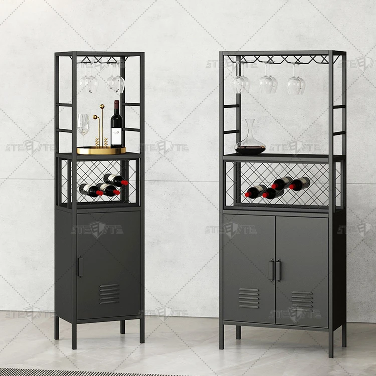 Living Dining Room Half High end wine coffee bar storage display cabinet Kitchen Sideboard Liquor Glass Holder Wine Rack Cabinet
