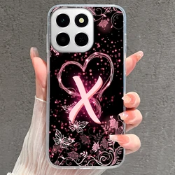 Fashion Love Heart Alphabet Anti - Drop Transparent Bumper Case for Honor X6 (U - 12X)