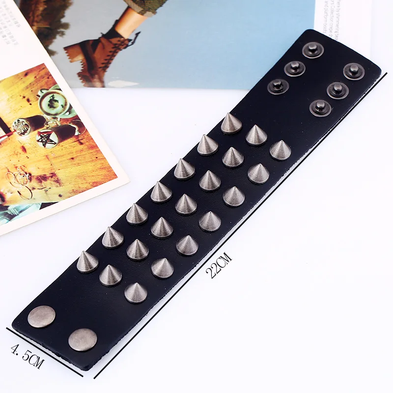 Punk rock rivet spike accessories Leather Bracelet