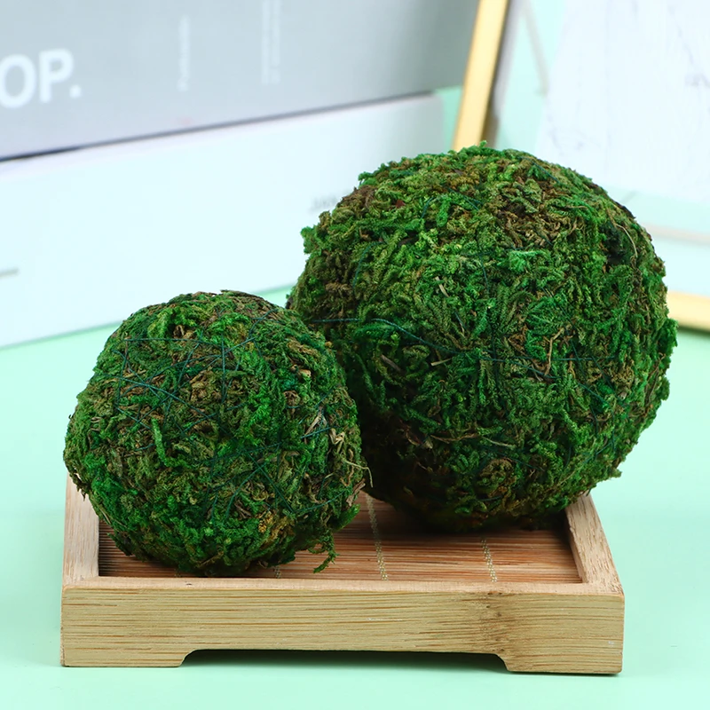 1Pc 5/8/10cm Decorative Faux Dried Moss Balls Green Plant Mossy