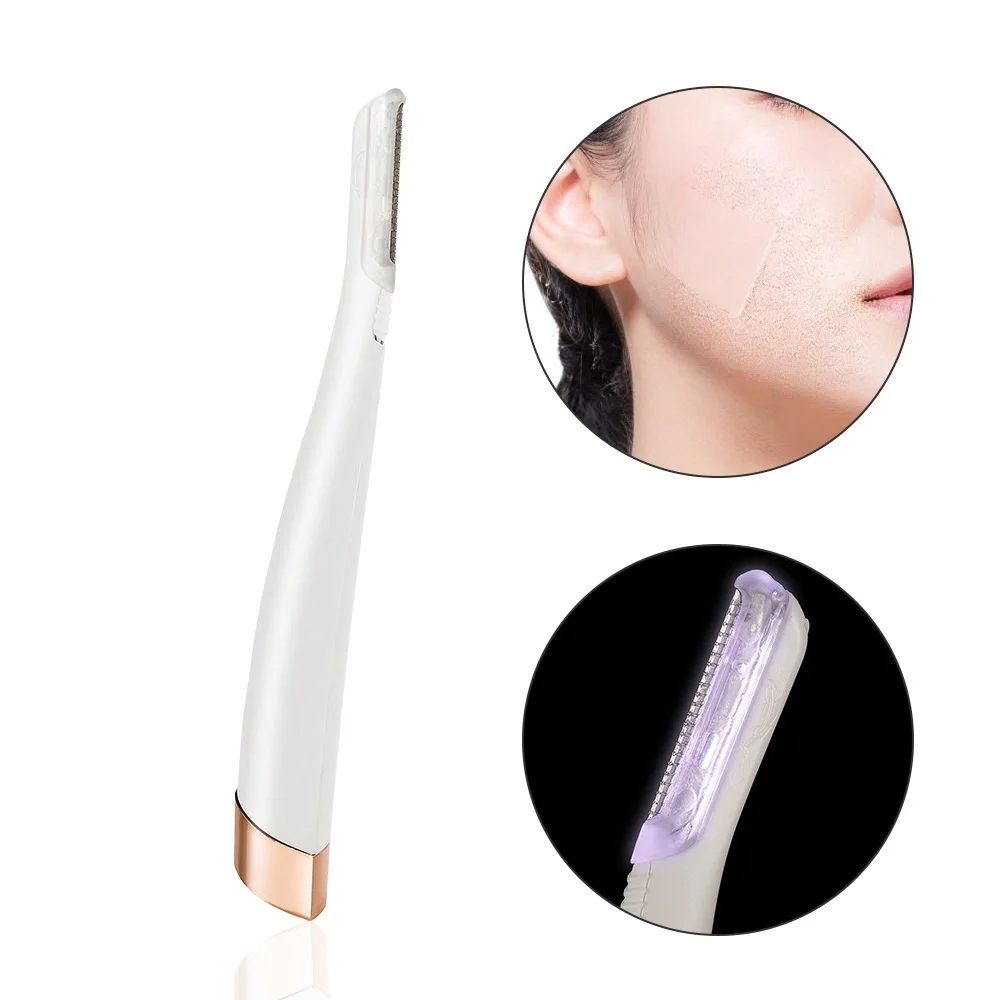 Eyebrow Trimmer Set LED Light Facial Epilator With 6PCS Replacement Blade Eyebrow Trimmer Face Hair Removal Razor Shaving Knife Eyebrow Shaver