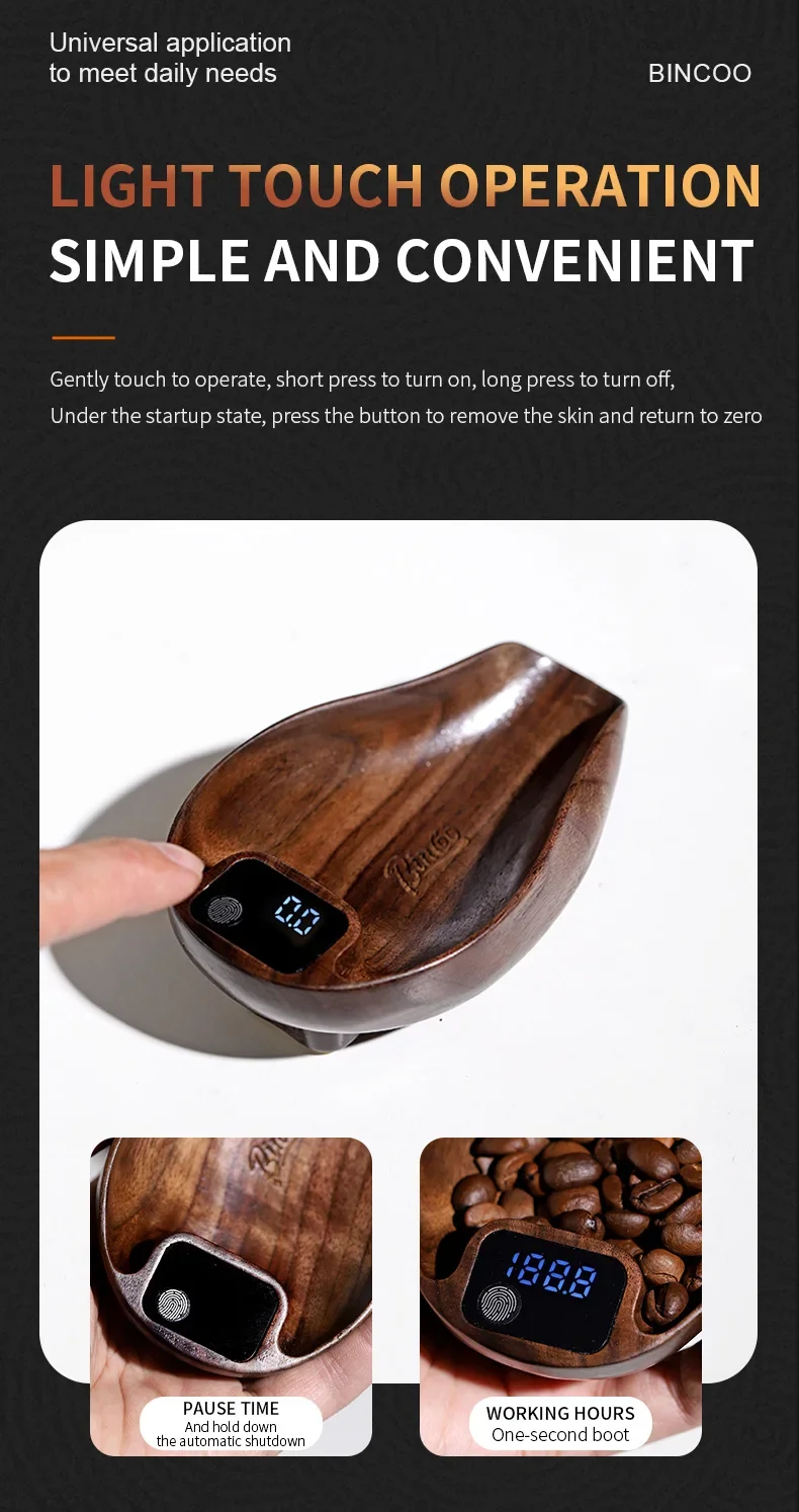 Description Picture 6 of itemBincoo Intelligent Electronic Scale Kitchen Scale Professional Coffee Scale Bean Plate 0.1g Accurate Weight Rechargeable