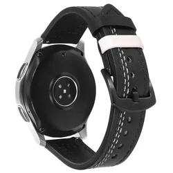 Elegant Leather Watch Band - Premium Sport Bracelet Strap, 20mm/22mm Adjustable Size for 20mm watchband (12 black and white)