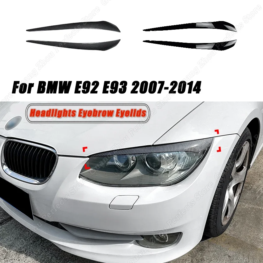 

Глянцевая черная Автомобильная передняя фара из АБС-пластика для BMW E92 E93 2007-2014, накладка на веко для бровей, декоративная лампа, наклейки на крышку