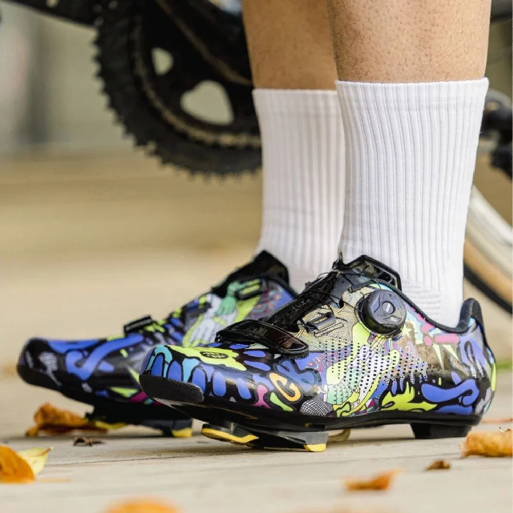 Santic Men's and Women's Lock Road Bike Shoes Outdoor Riding Cycling Shoes TPU Nylon Sole Adjustable Auto-Lock Bicycle Sneakers