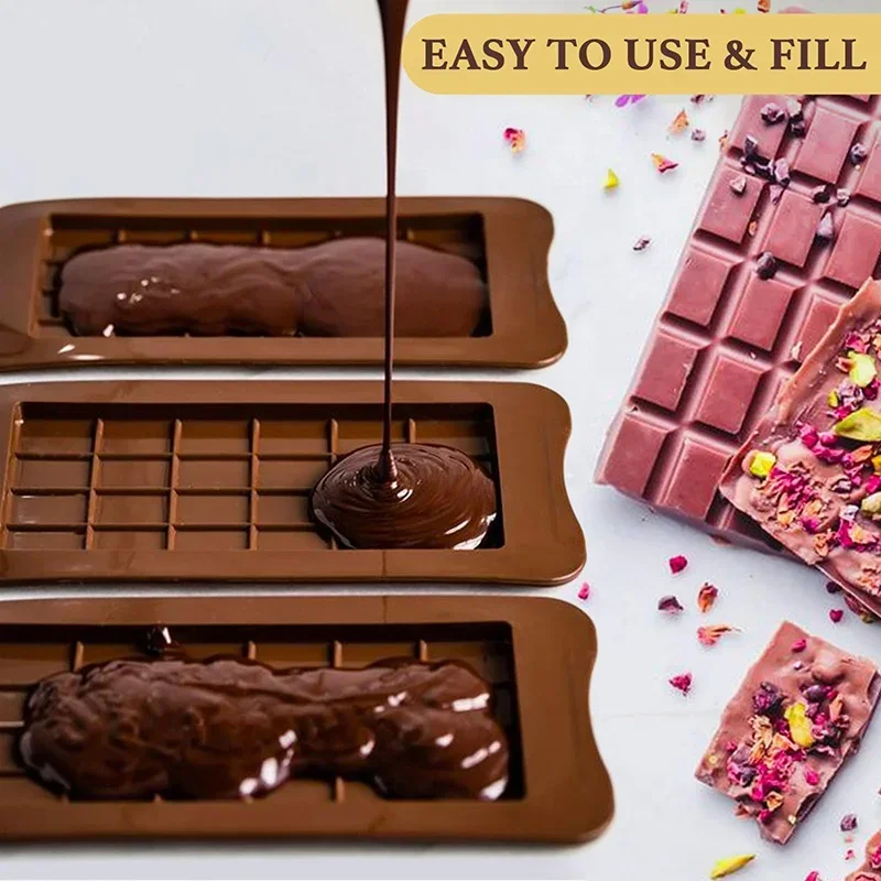 Silicone Non-Stick Chocolate and Fondant Bar Molds - BPA Free for Easy Release and Handmade Gifts
