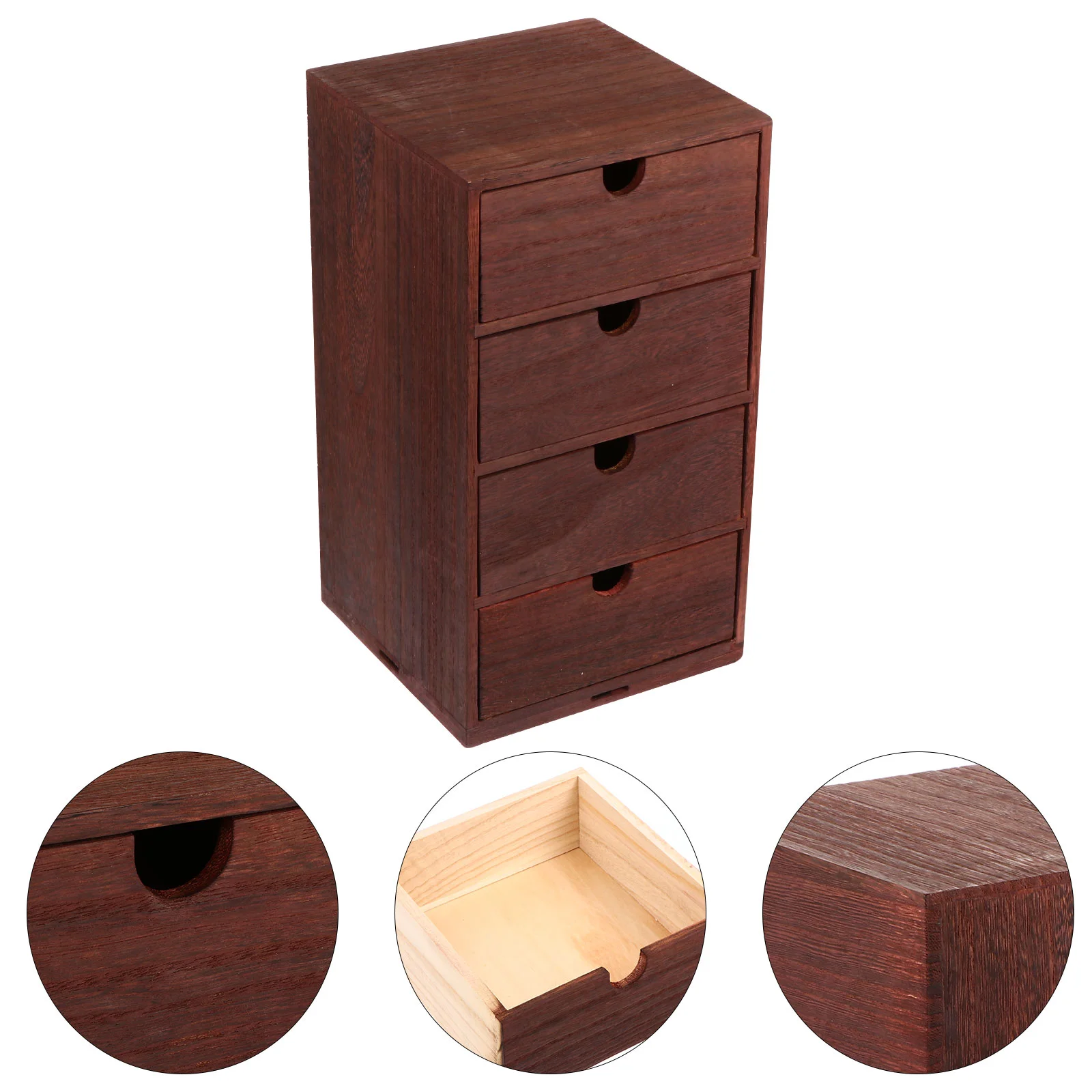 

Wood Decor Drawer Storage Box Cosmetics Container Desktop Finishing Dressing Table Office