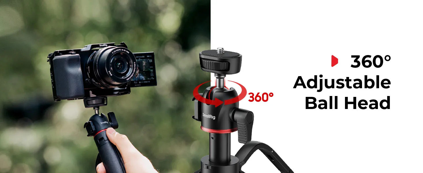 VT-15 Vlog Tripod in Carabiner Shape w Mantis Hook 360° Ball Head Extendable Sel