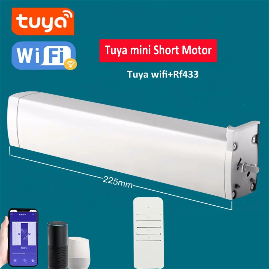Tuya Mini Wifi Motor Elétrico Inteligente de Cortina Novo Suporte Inteligente Controle de Voz Alexa Assistente do Google Alta Potência 225 mm de Alta