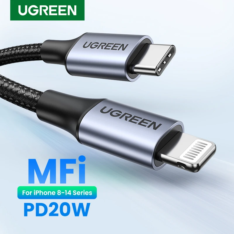 Ugreen mfi 20w pd usb c para relâmpago cabo para iphone 14 13 12 11 pro max  tipo de carregamento rápido cabo c para iphone carregador para ipad -  AliExpress Telefonia e Comunicação
