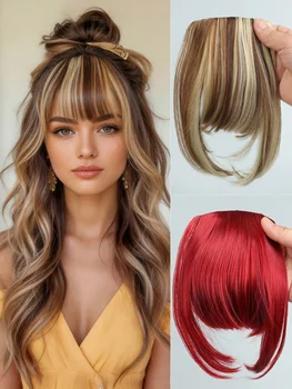 Frange con Clip e Ciuffi Laterali per Donna, Extension di Capelli Sintetici per Uso Quotidiano