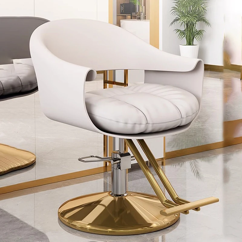 Aesthetic Swivel Barber Chair Cosmetic Professional Golden Beauty Salon Chair Footrest Sedia Girevole Salon Furniture LJ50BC