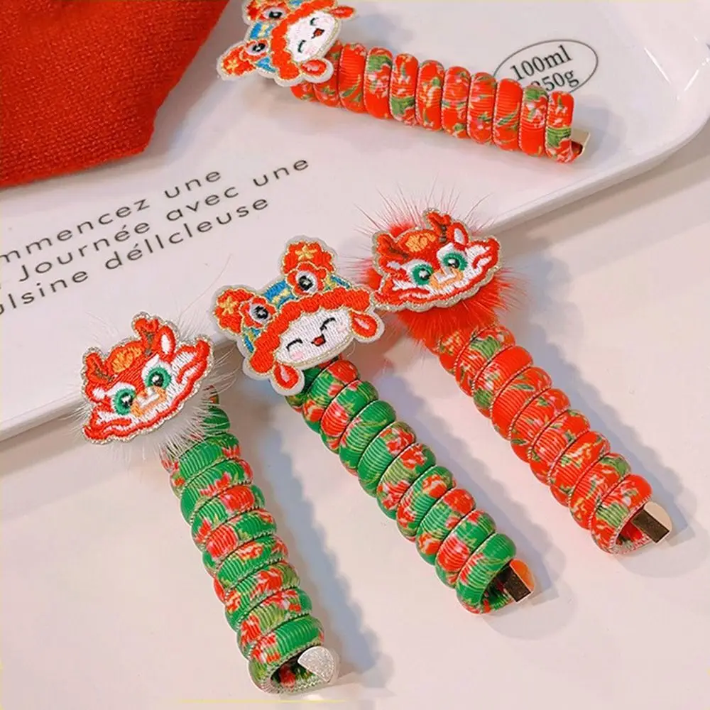 Lion Telephone Line Hair Rope Flower Embroidery Dongbei Flower Hair Ring Elastic Ponytail Holder New Year Scrunchies Party rainbow gymnastic ribbons birthday party favors kids wood ring montessori hand kite kinder spiele juguetes deportivos