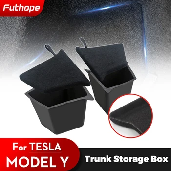 Futhope 자동차 트렁크 측면 보관함, 테슬라 모델 Y 2018-23 용 할로우 커버 정리함 플록 매트 파티션 보드 수납 정리