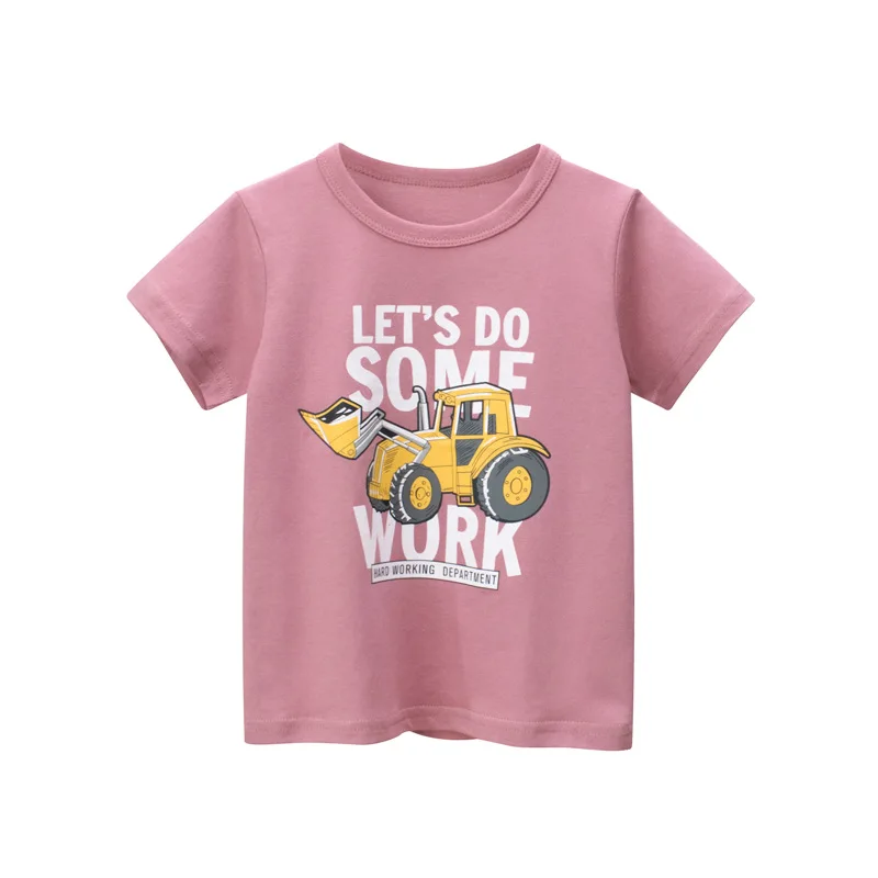 

New Toddler Boy Cartoon Excavators T-Shirts Kids Summer Clothes Boutique Outfits Baby Girl Quality Cotton Tshirts Boy T Shirts