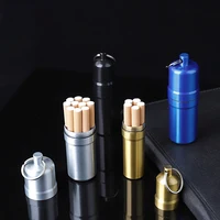 1 pc Metal Cigarette Case with Keychain Portable Mini Waterproof Cigarette Box for Outdoor Travel Silver Tobacco Case 1