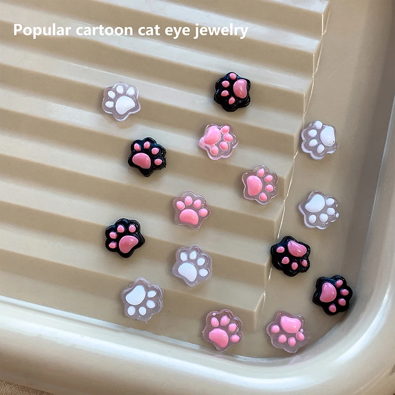 10/5Pcs Cat Paw Nail Charm Resin Cartoon Manicure Ornaments Mini 3D Nail Art Decoration 5