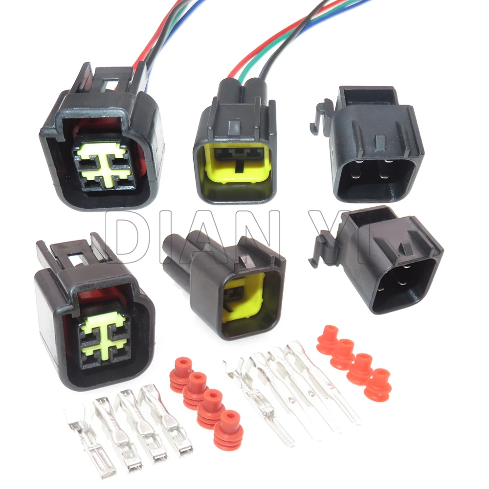 

1 Set 4 Way Starter Auto Male Female Wire Harness Sockets FWY-C-4F-B 12444-5504-2 Car PCB Plastic Housing Connector With Cables