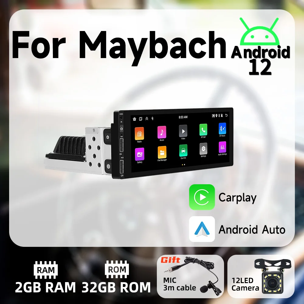 

For Maybach 6.9" Screen 1Din Radio Android Car Multimedia Stereo Head Unit Carplay Android Auto Autoradio GPS Navigation BT Wifi