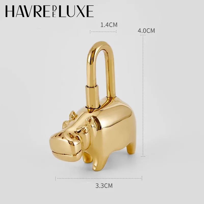 Hermès Porte cles Hippo Charm Ag925 HERMES Cadena Padlock Hippopotamus 2005 Gold Lock Bag Charm W/Box