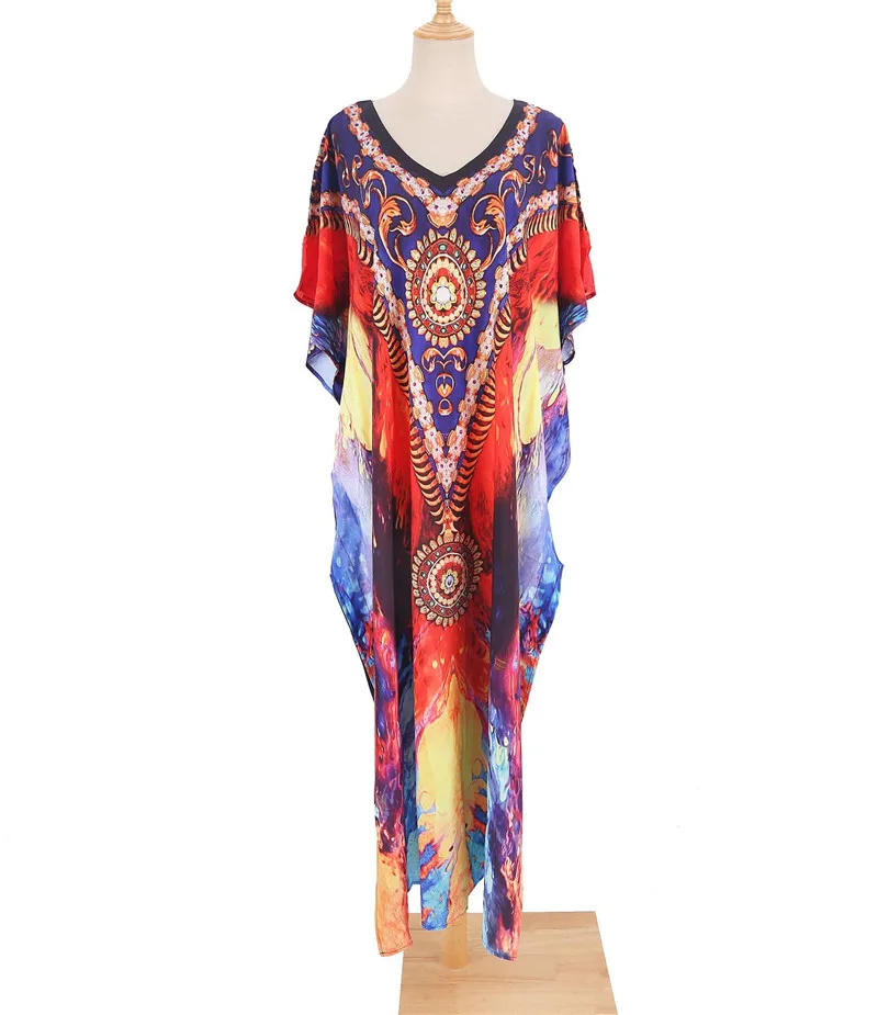 Women's Clothing Colorful Kaftan Dresses for Long Bathing Suit Cover Ups Maxi Beach Cover Ups Caftan Swimwears 4