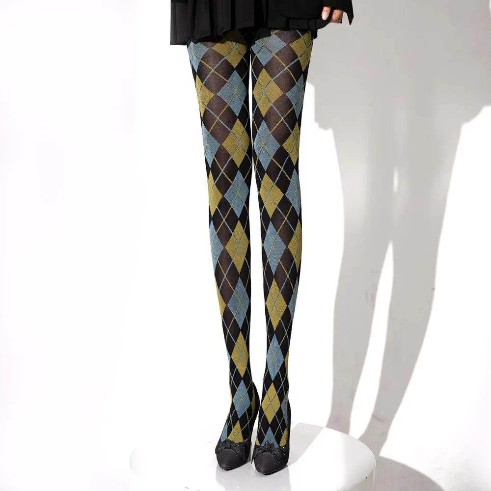 New Retro Plaid Tights Pantyhose Lingerie JK Japanese Style Pantyhose Legging Sexy Soft Thigh High Stockings Women