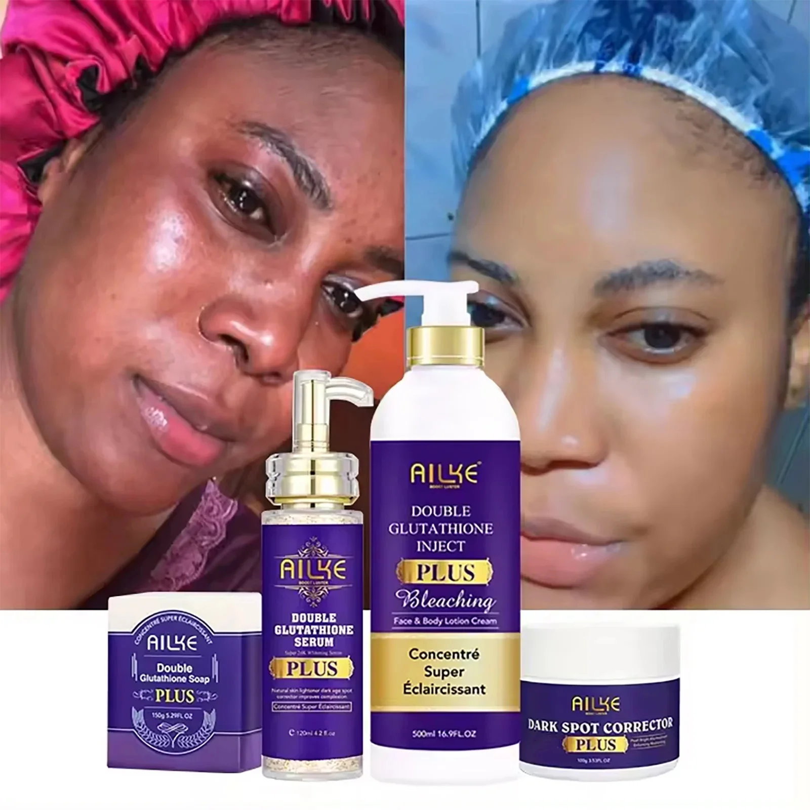 AILKE Premium Lightening Skin Care Kit, Remove Black Spots, Sun Spots, Freckles, Melanin, Hyperpigmentation, Even Skin Tone