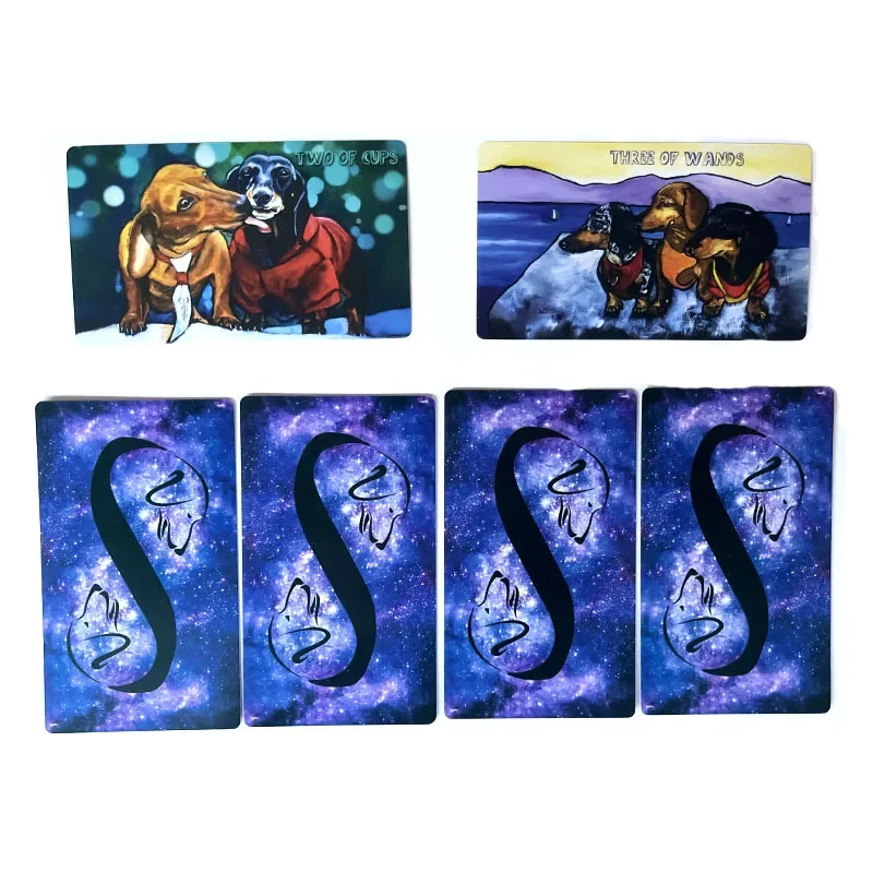 Low Rider Tarot Cards Deck para Iniciantes, Dachshund, Cão Bonito, Cartão de Adivinhação com Guia, 12x7cm