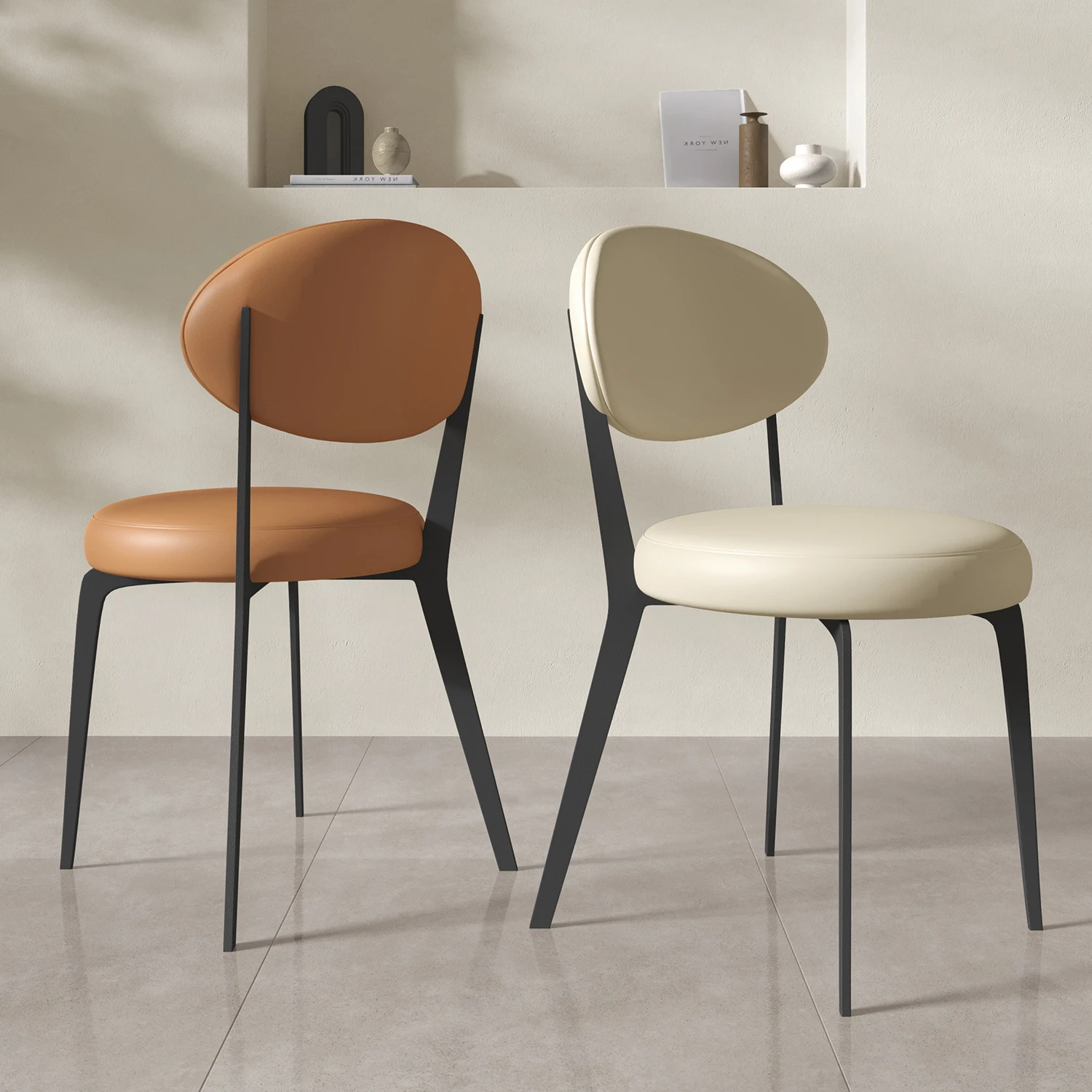 

Modern Leather Dining Chair Leisure Ergonomic Luxury Soft Chair Backrest Salon Vanity Sillas De Comedor Kitchen Furniture