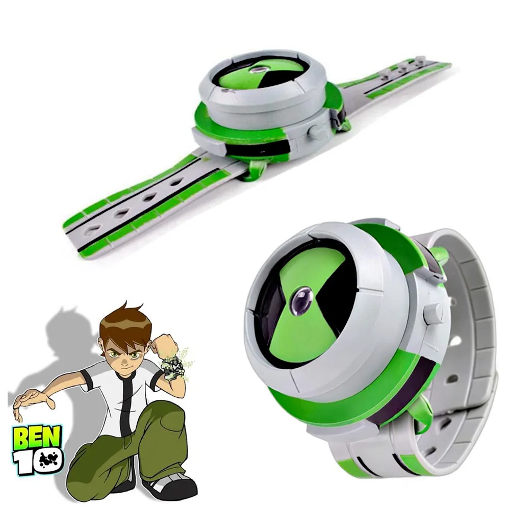 1 Stück Cartoon Ben10 Uhren mit Projektion, Omnitrix Upgrade, Kineceleran, Four Arms, Heatblast Actionfiguren, Alien-Jungen-Geschenkspielzeug