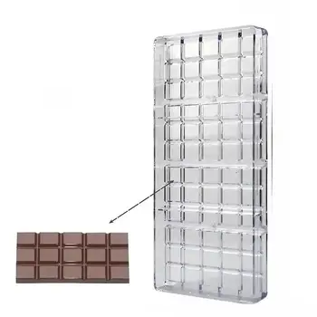 New Classic Long Bar Chocolate Mold Transparent Grid Hard Plastic Chocolate Candy Mold Food Grade Plastic