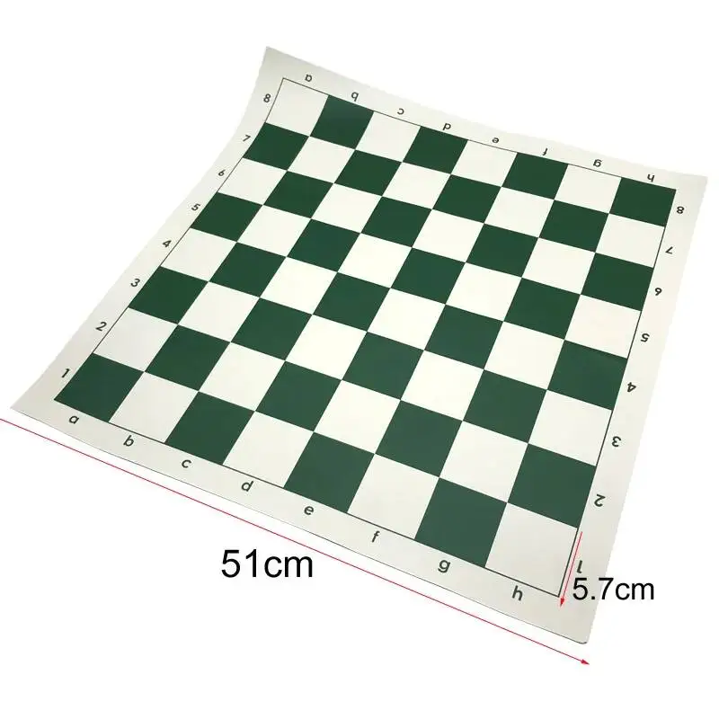 새로운 고품질 체스판 세트 51*51cm 녹색 PVC 소재 체스 세트 게임 액세서리 휴대용 소프트 표준 보드 게임 qenueson