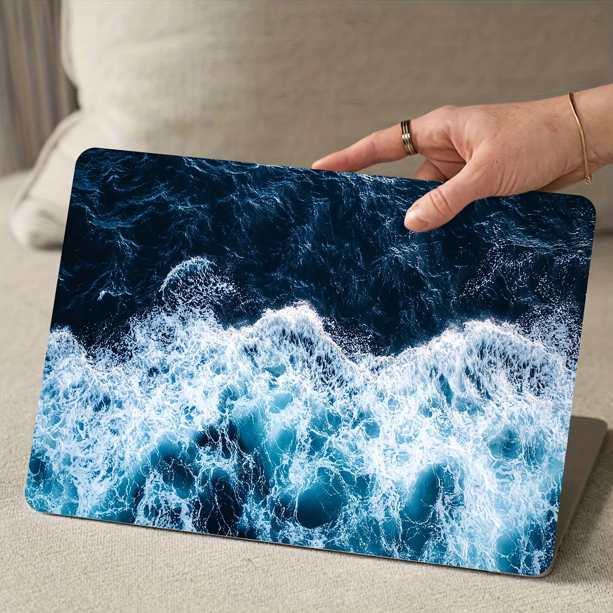 비닐 노트북 케이스 해양 스티커 2개/세트 스크래치 방지 DIY 아트 케이스 범용 넷북 스킨 스티커 비재사용 가능 노트북