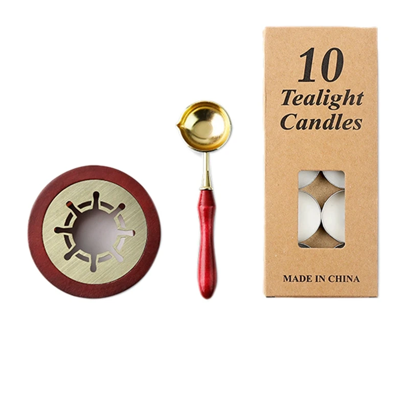 12 Pcs Wax Seal Kit, Wax Seal Warmer Melting Spoon And 10 Pcs Tea