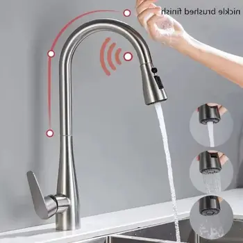 ก๊อกน้ำอัจฉริยะ GEGVE สำหรับห้องครัว สแตนเลส 304 พร้อมเซ็นเซอร์แบบถอดได้ ก๊อกน้ำอ่างล้างจาน ก๊อกผสมแบบติดตั้งบนเคาน์เตอร์ สไตล์อิสราเอล ผิวขัดเงา 2