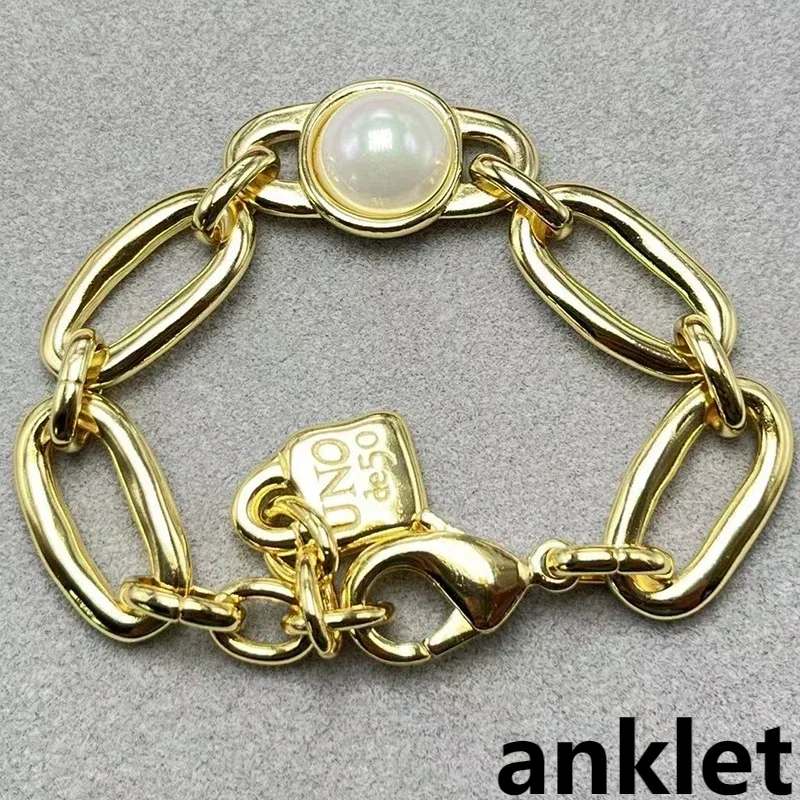 

Spain UNOde50 handmade Mabel pearl gold-plated anklet Europe and the United States fashion light luxury anklet lady gift