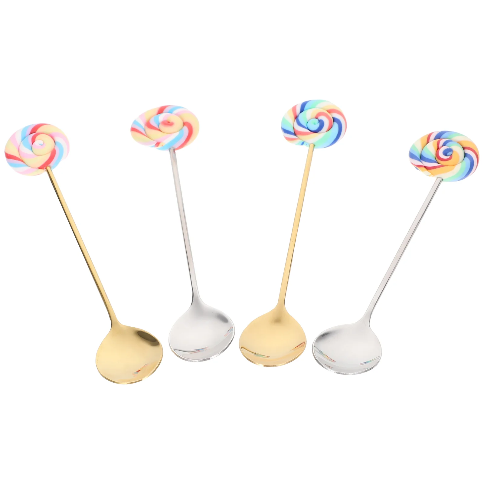 

4 Pcs Coffee Scoop 304 Stainless Steel Spoon Cute Lollipop Stirring 4pcs for Mixing Spoons Ice Cream Exquisite Tea