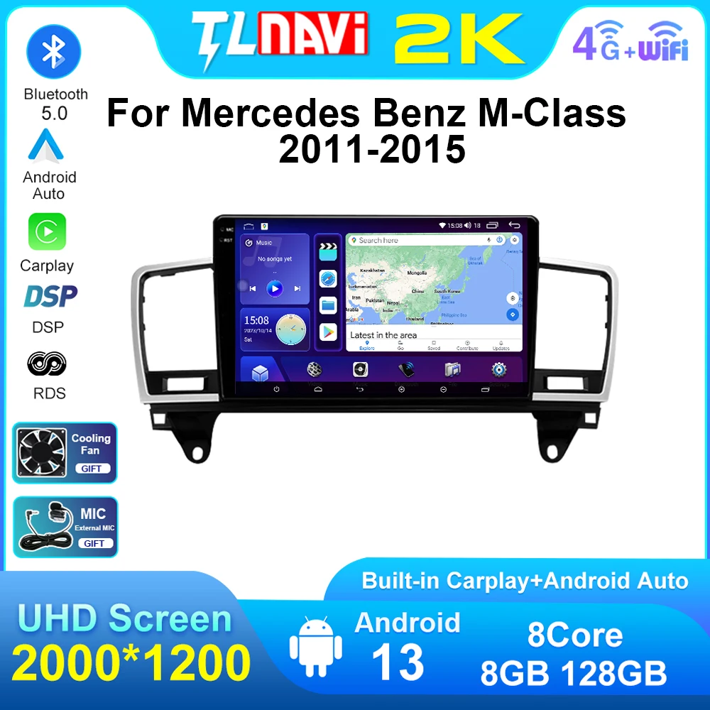 

Автомагнитола на Android для Mercedes Benz M-Class M Class W166 ML 2011-2015, автомобильное радио, мультимедийный видеоплеер, навигация GPS Carplay