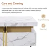 Modern coffee table for living room and office (white), modern square design, marble pattern, storage space, coffee table 6