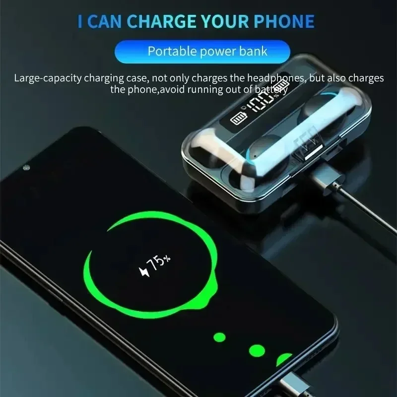 Bluetooth Headphones 9D Stereo High Bass Sport Earphones Handfree Touch Control Tws Wireless Earbuds Waterproof Headset 5