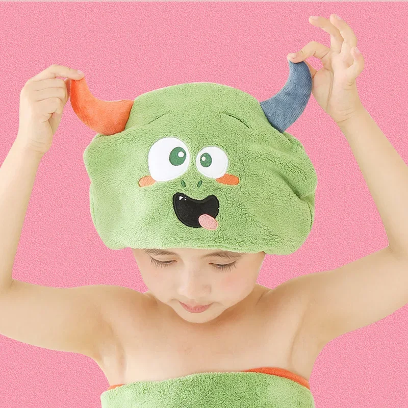 Cute Cartoon Animal Child Hair Towel Cap Drying Hat Quick-dry Microfiber Super Absorption Hair Twist Kid Bath Hat Bathroom 2