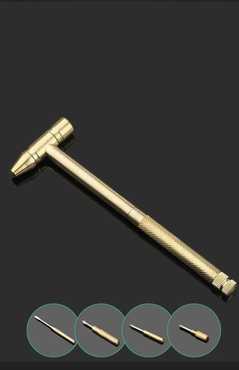 NEU 5-in-1 Mini Handwerk Hammer Schraubendreher Set Kupferlegierung Gold Abnehmbarer Mikroschraubendreher Perfektes Handwerkzeug für DIY-Projekte – Detail 5