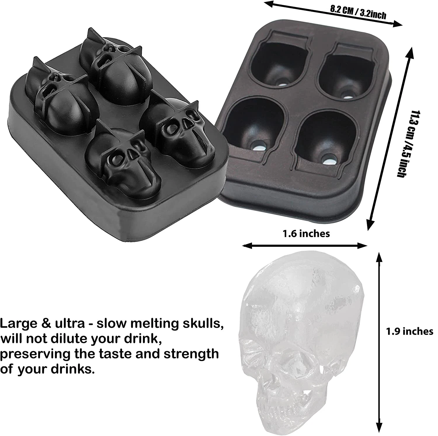 Silicone 3D Ball ,Skull, Diamond-Shaped Ice Mold ,Reusable Ice Cube Mold Ice Cube Trays,Easy Release,For Whiskey, Paty Supplies