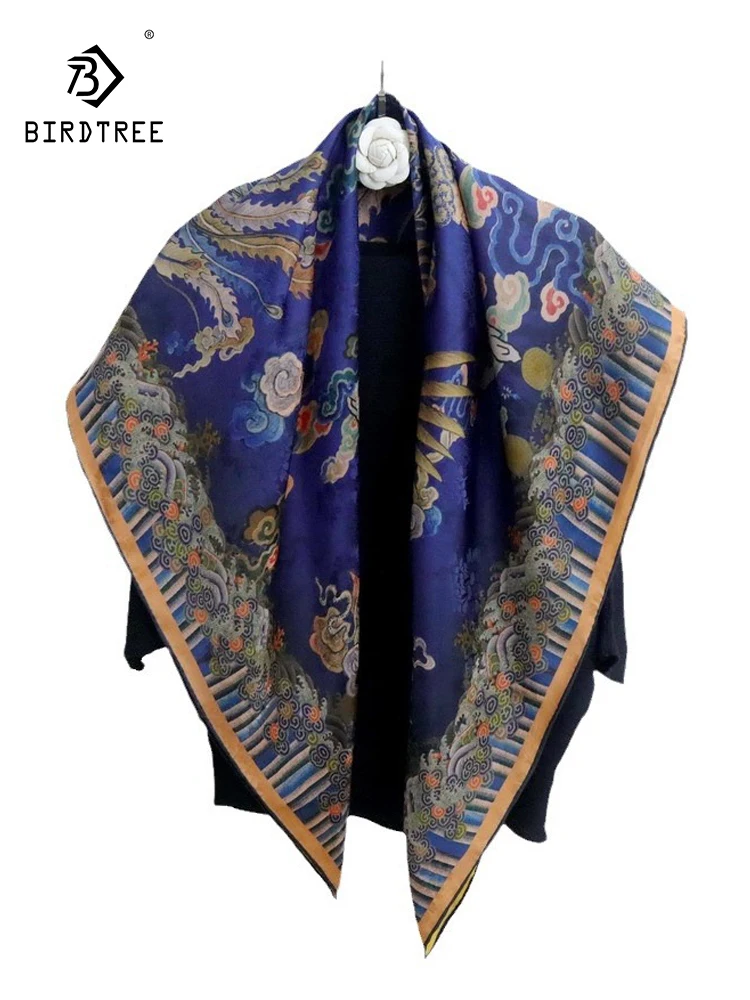 birdtree-100-real-silk-xiangyunsha-elegant-scarf-women-double-side-phoenix-mom's-gifts-2024-spring-fashion-scarves-a43266qc