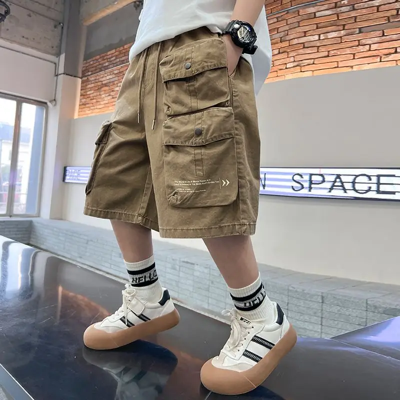 

Boys and Childrens Workwear Shorts Summer Thin Pants 2024 New Childrens Summer Clothing Big Kids Summer Denim Pants